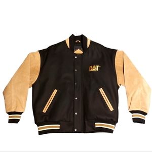 CATERPILLAR LEATHER AND WOOL LETTERMAN JACKET
